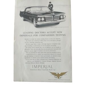 Vintage 1962 Chrysler Imperial Leasing Doctors Ad Advertisement